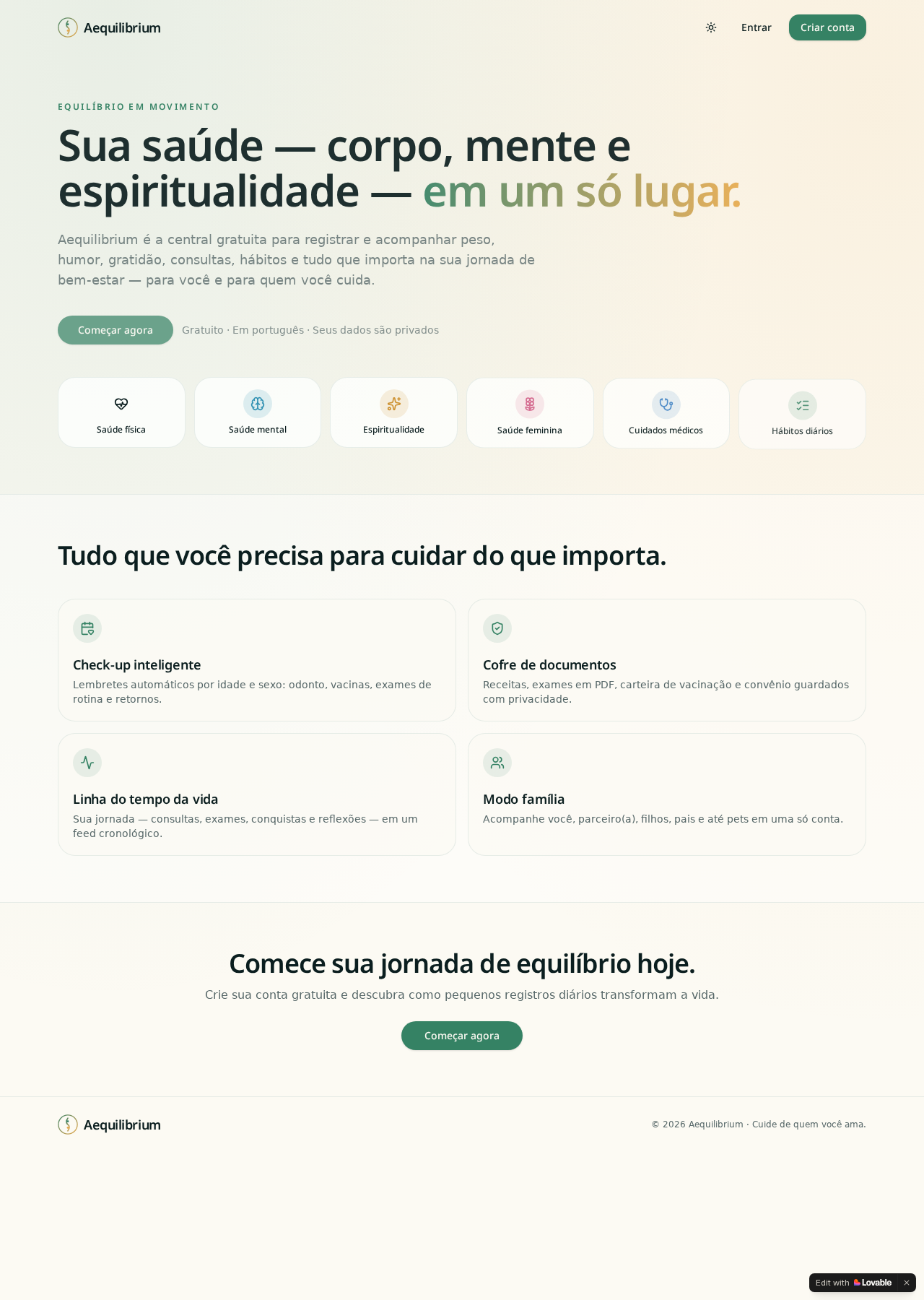 Captura do app Aequilibrium